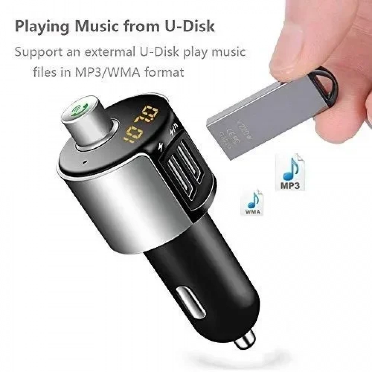 Mini Bluetooth Mp3 Player & Φορτιστής 2 x USB 2A Αυτοκινήτου – Car FM Transmitter CM-C27 - Cb