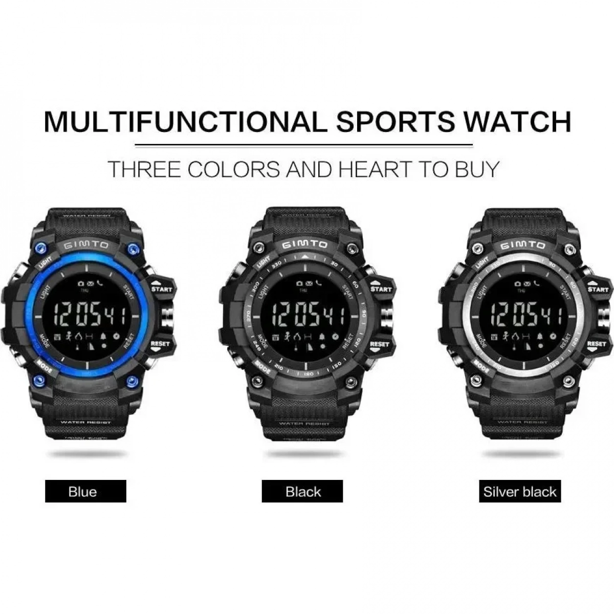 Αδιάβροχο Sport Smartwatch LCD EX16 Ρολόι Bluetooth με Βηματομετρητή + Θερμιδομετρητή, σε μαύρο χρώμα
