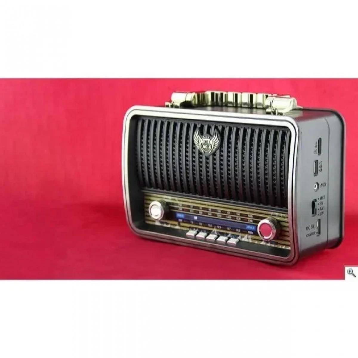 Ρετρό Ασύρματο Ηχείο bluetooth Kemai MD-1908BT, σε ασημί χρώμα