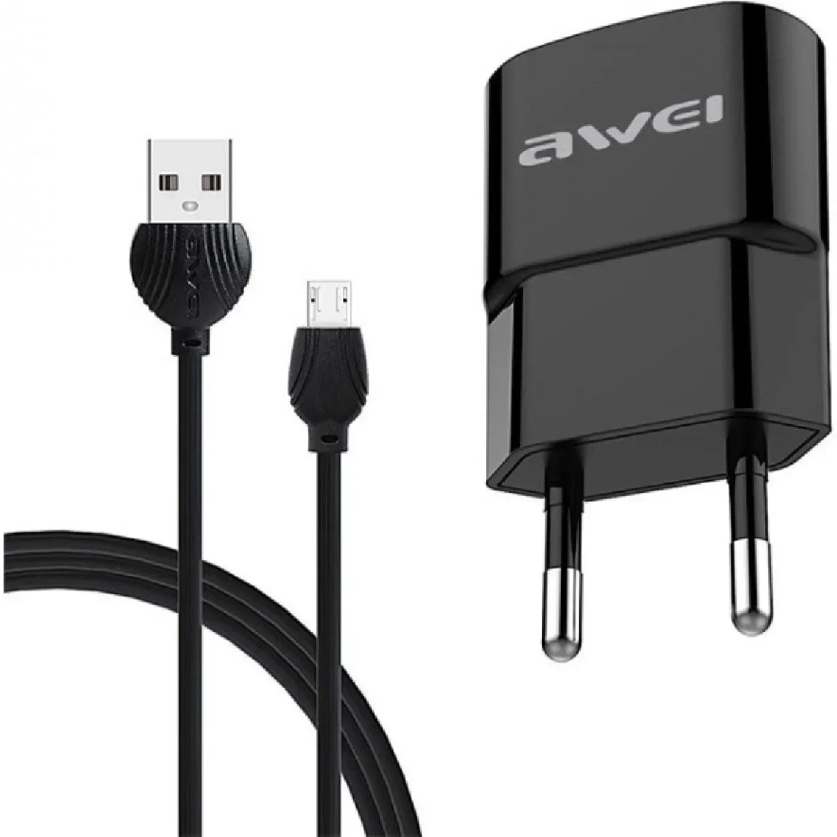 Σετ Φορτιστής - Καλώδιο Φόρτισης AWEI C-13M Micro USB 2.1A 1.2m Micro USB, σε μαύρο χρώμα