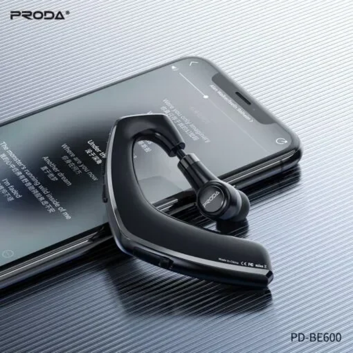 Ασύρματα Ακουστικά PRODA PD-BE600/ Wireless Headset Ear-Hook, σε μαύρο χρώμα