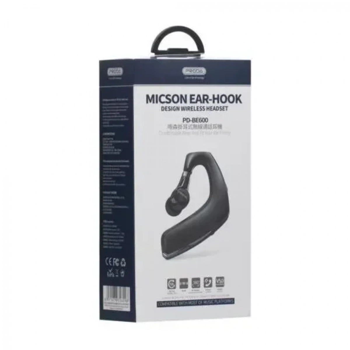 Ασύρματα Ακουστικά PRODA PD-BE600/ Wireless Headset Ear-Hook, σε λευκό χρώμα