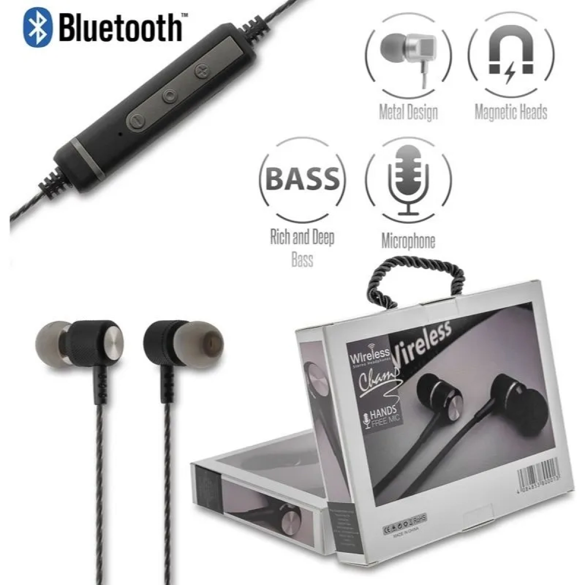 Ακουστικά Magnetic Bluetoοth Headset AZ-26, σε μαύρο χρώμα - Image 2