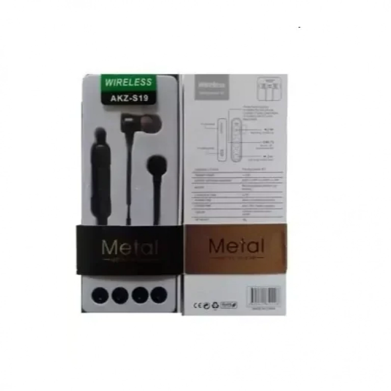 Bluetooth Ακουστικά Metal In-Ear AKZ-S19, σε μαύρο χρώμα