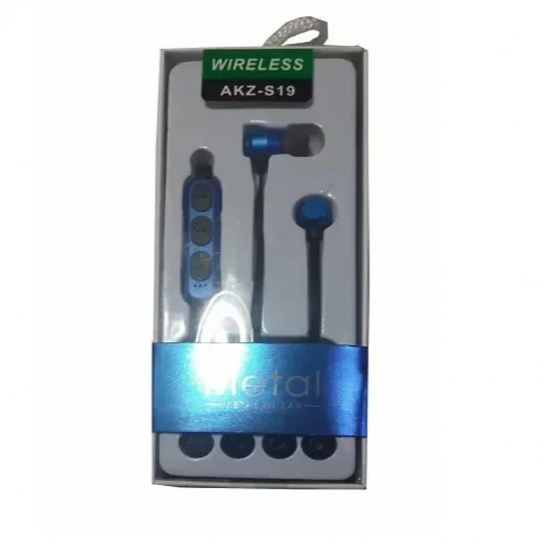Bluetooth Ακουστικά Metal In-Ear AKZ-S19, σε μπλε χρώμα