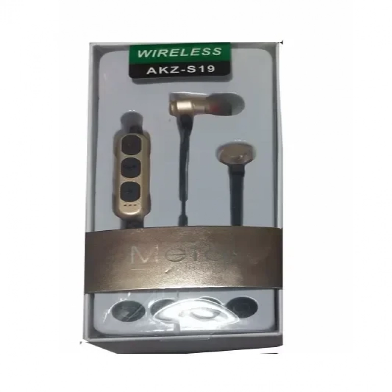 Bluetooth Ακουστικά Metal In-Ear AKZ-S19, σε χρυσό χρώμα