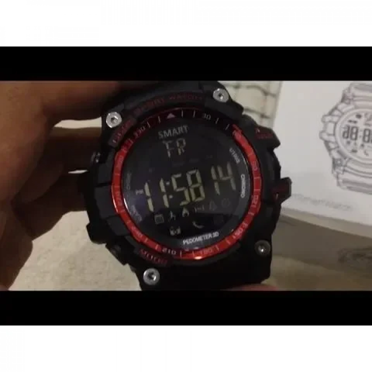 Αδιάβροχο Sport Smartwatch LCD EX16 Ρολόι Bluetooth με Βηματομετρητή & Θερμιδομετρητή, σε κόκκινο χρώμα