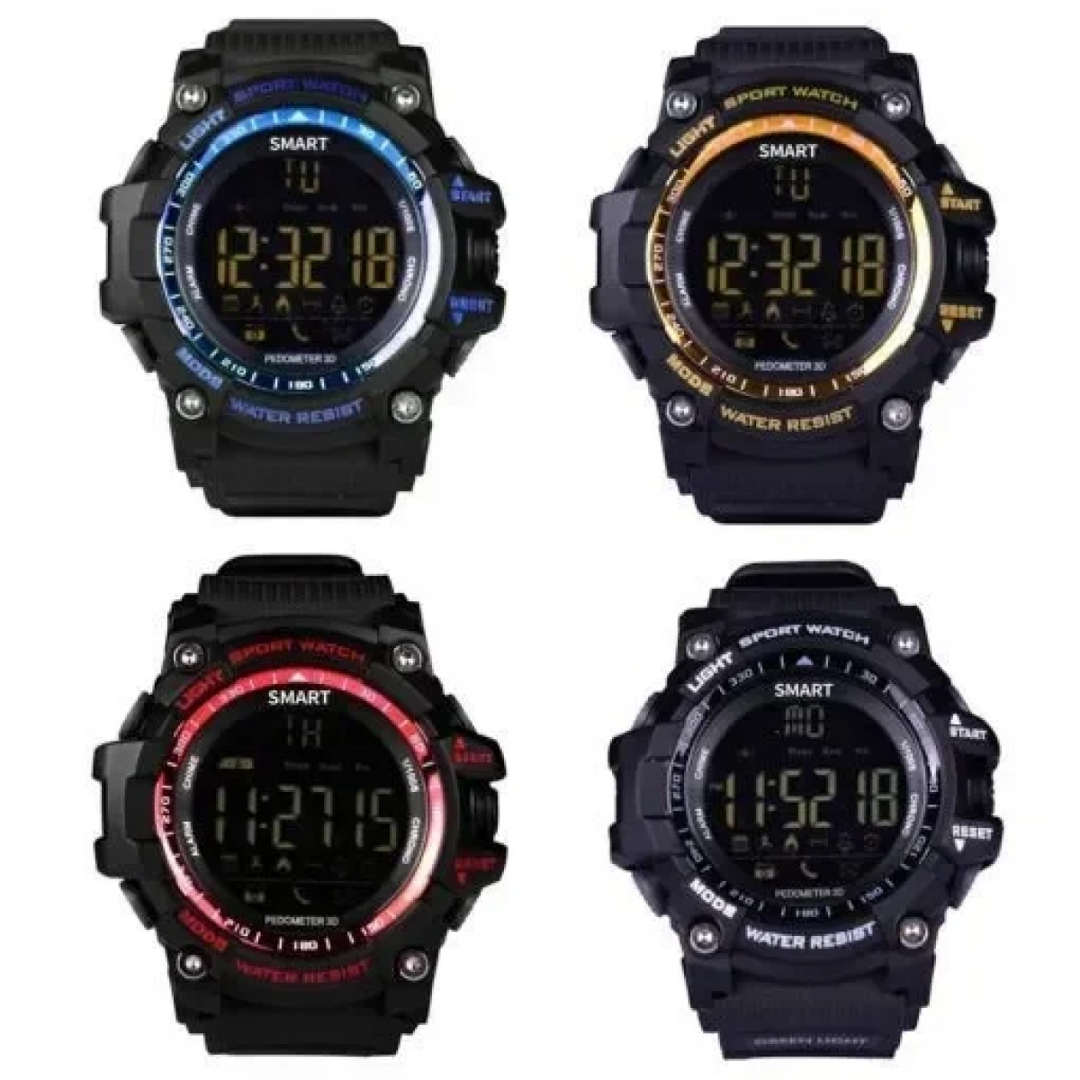 Αδιάβροχο Sport Smartwatch LCD EX16 Ρολόι Bluetooth με Βηματομετρητή & Θερμιδομετρητή, σε μπλε χρώμα