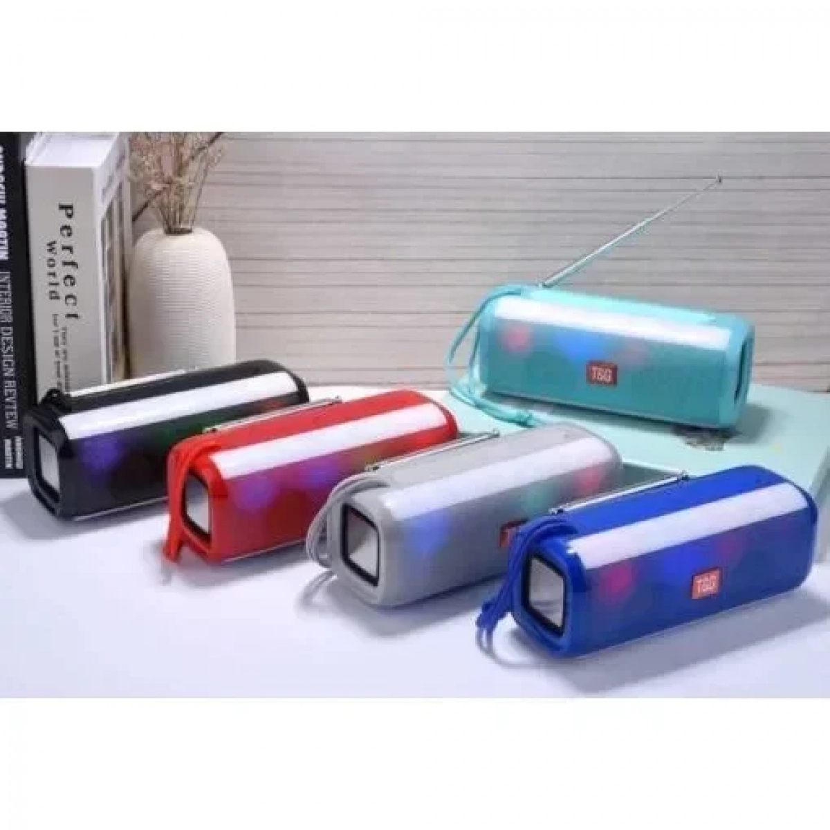 Φορητό Ασύρματο Ηχείο Bluetooth με LED Φωτισμό & FM Ραδιόφωνο - T&G TG-144T, σε μπλε χρώμα