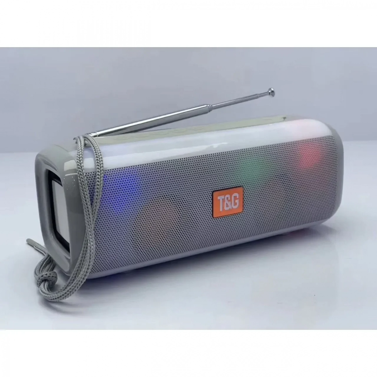 Φορητό Ασύρματο Ηχείο Bluetooth με LED Φωτισμό & FM Ραδιόφωνο - T&G TG-144T, σε γκρι χρώμα