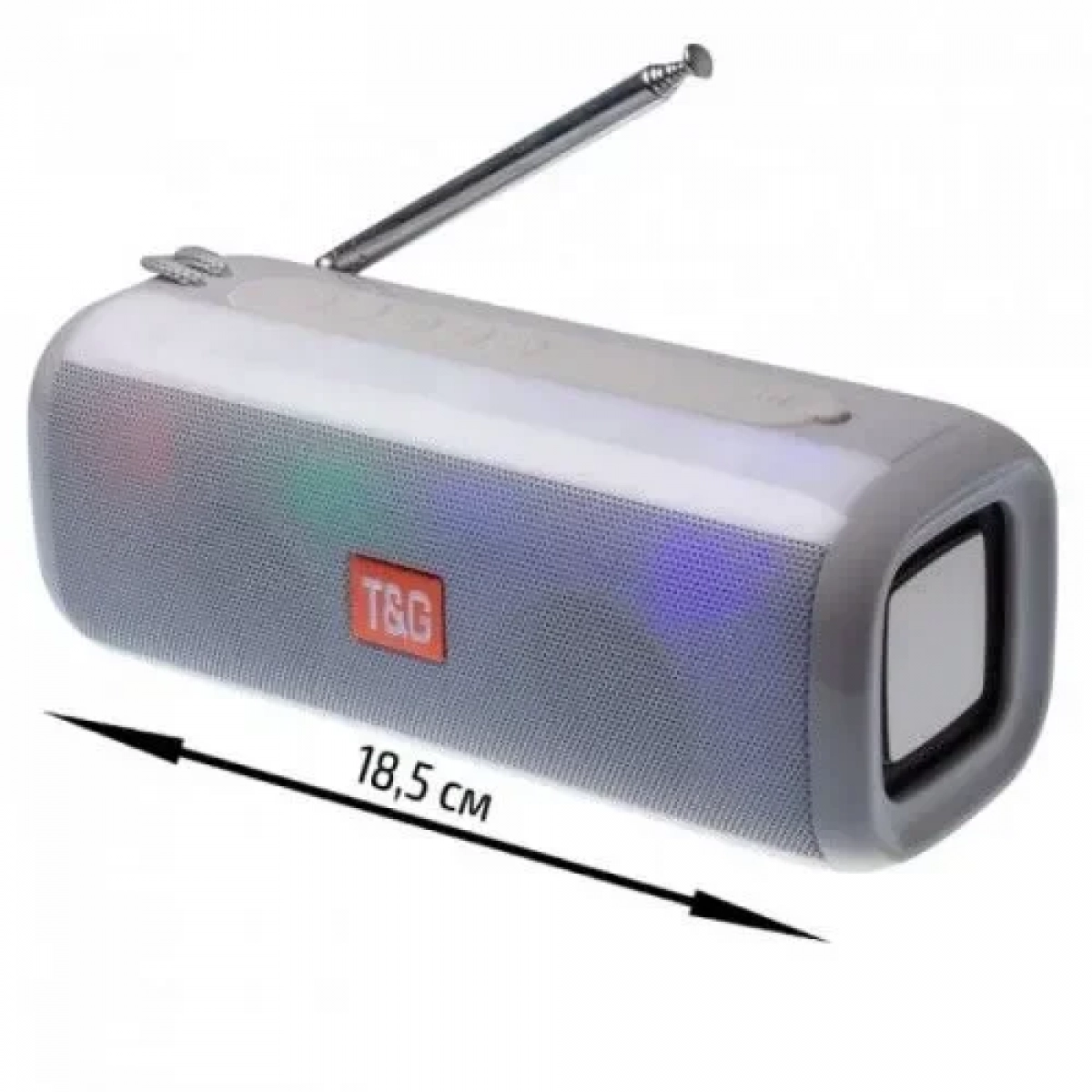 Φορητό Ασύρματο Ηχείο Bluetooth με LED Φωτισμό & FM Ραδιόφωνο - T&G TG-144T, σε γκρι χρώμα