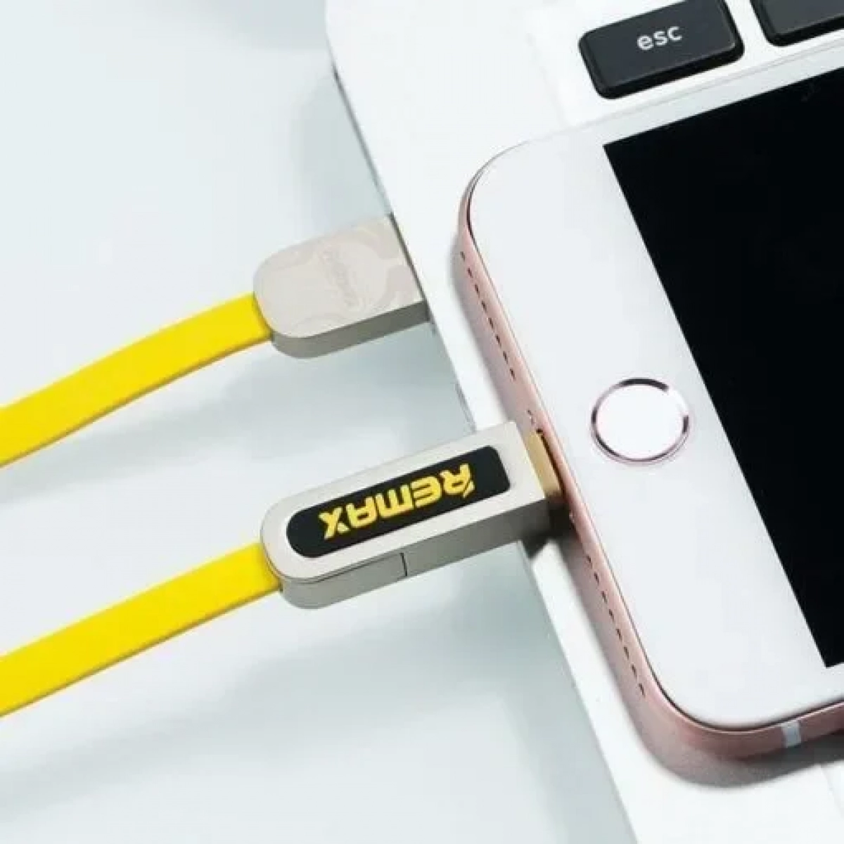Καλώδιο Σύνδεσης Remax RC-067t Armor 2in1 Για Lightning & Micro Usb, σε κίτρινο χρώμα