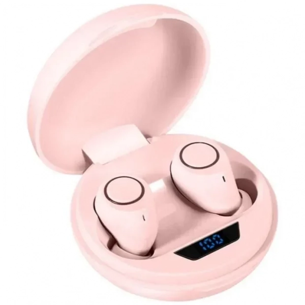 Ασύρματα ακουστικά Bluetooth 5.0 με θήκη φόρτισης DT-11, σε ροζ χρώμα