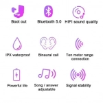 Ασύρματα ακουστικά Bluetooth 5.0 με θήκη φόρτισης DT-11, σε μαύρο χρώμα