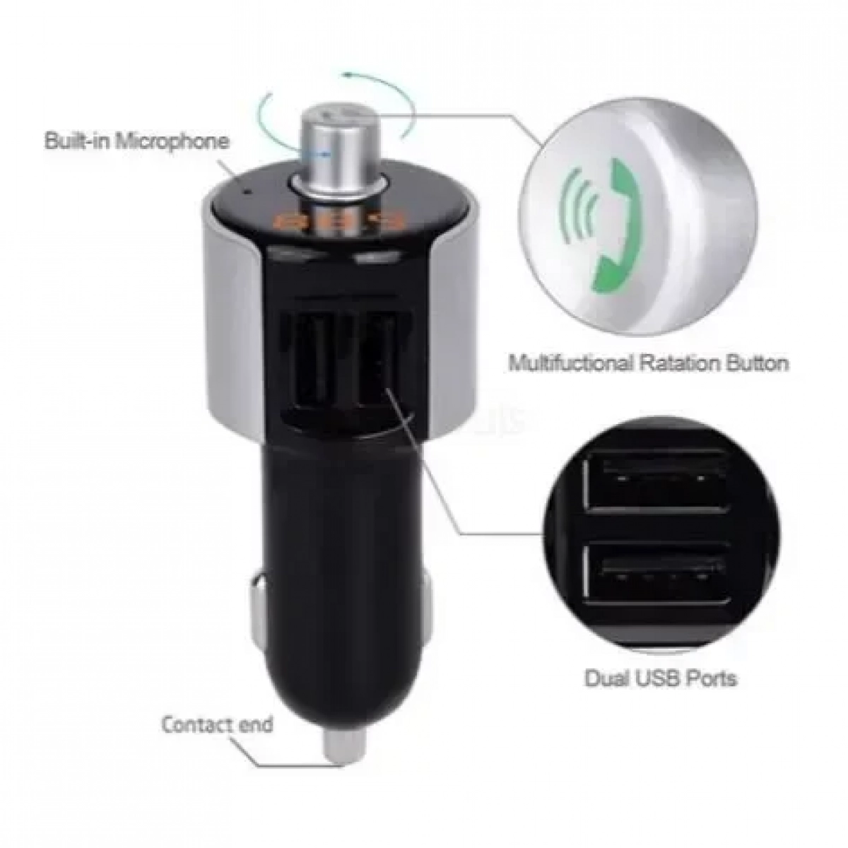 Mini Bluetooth Mp3 Player & Φορτιστής 2 x USB 2A Αυτοκινήτου – Car FM Transmitter CM-C27 - Cb