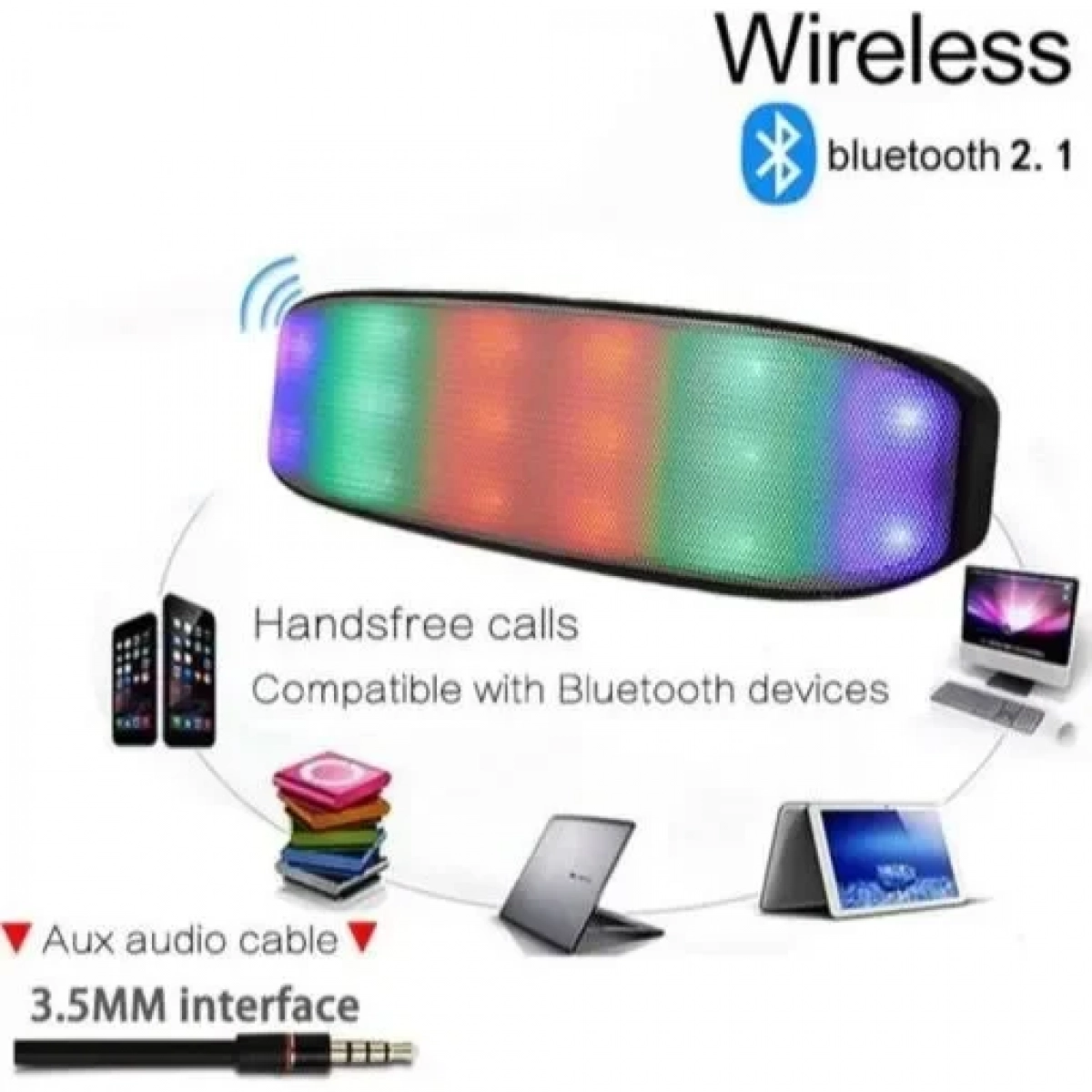 Bluetooth Επαναφορτιζόμενο Φορητό Ηχείο Με Led – New Rixing – OEM NR-2014, σε μαύρο χρώμα