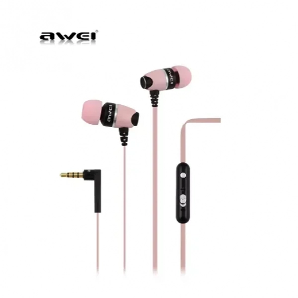 Ακουστικά-Handsfree AWEI S88Hi 3.5MM Με Μικρόφωνο, σε ροζ χρώμα
