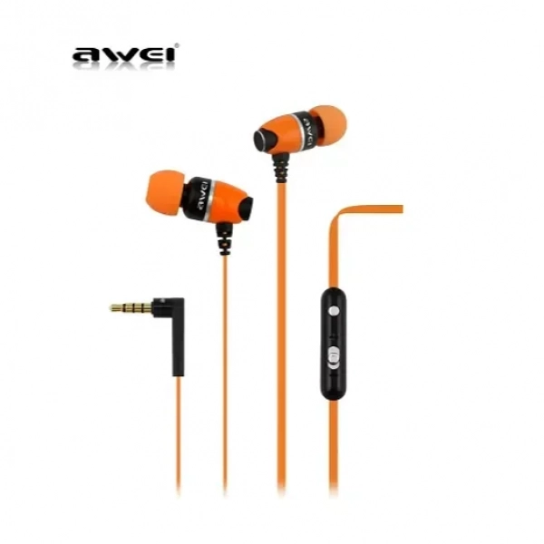 Ακουστικά-Handsfree AWEI S88Hi 3.5MM Με Μικρόφωνο, σε πορτοκαλί χρώμα