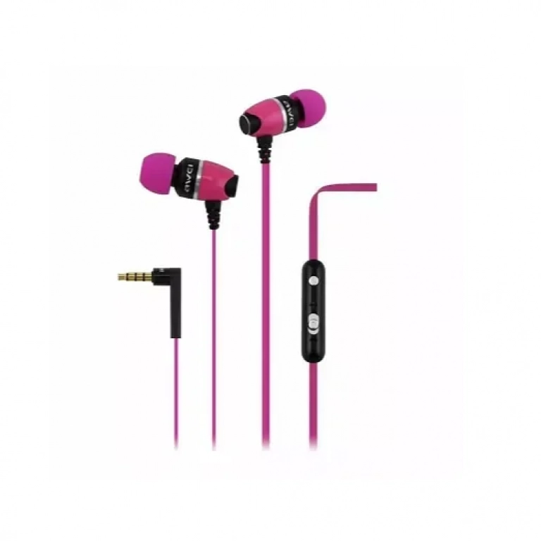 Ακουστικά-Handsfree AWEI S88Hi 3.5MM Με Μικρόφωνο, σε φούξια χρώμα
