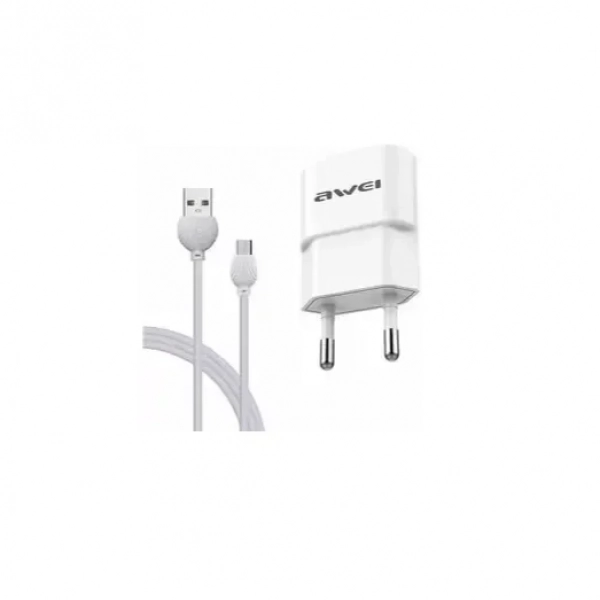 Σετ Φορτιστής - Καλώδιο Φόρτισης AWEI C-13M Micro USB 2.1A 1.2m Micro USB, σε λευκό χρώμα