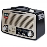 Retro Φορητό Επαναφορτιζόμενο Ραδιόφωνο USB,SD Mp3 Player Kemai Μαύρο - Image 2