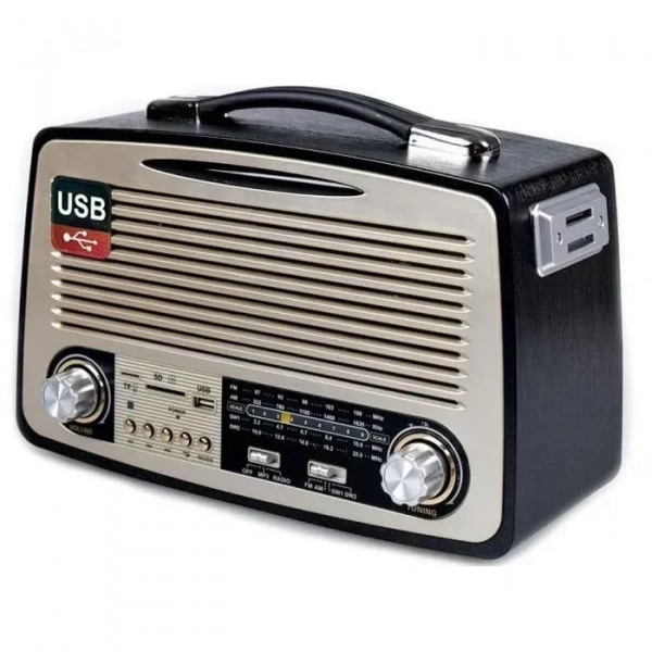 Retro Φορητό Επαναφορτιζόμενο Ραδιόφωνο USB,SD Mp3 Player Kemai Μαύρο