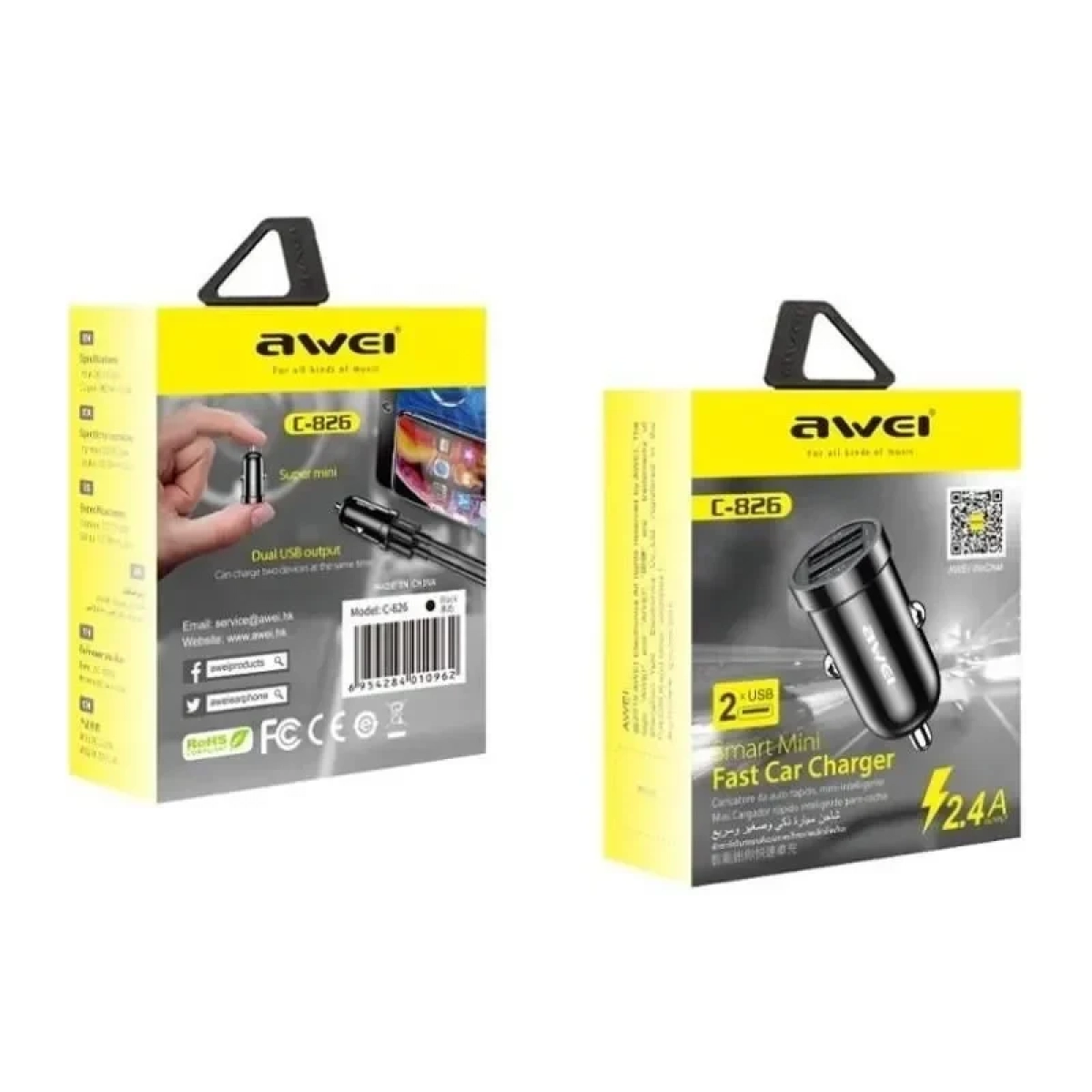 Φορτιστής Αναπτήρα Αυτοκινήτου για 2 USB AWEI C-826