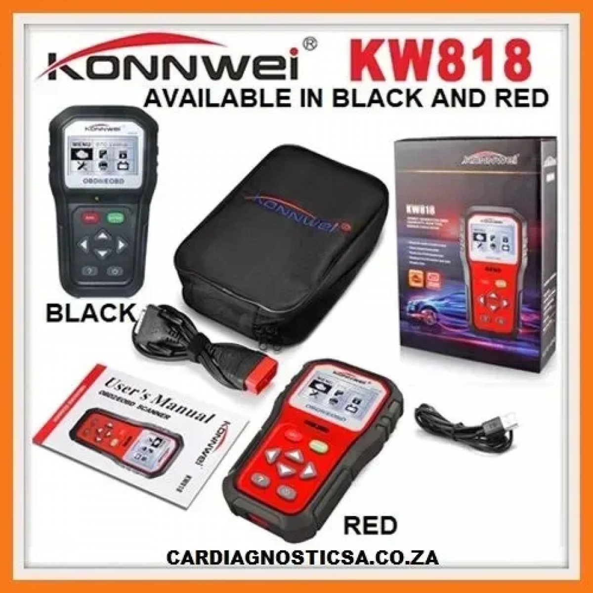 Ψηφιακό διαγνωστικό αυτοκινήτων OBDII/EOBD Konnwei KW818, σε μαύρο χρώμα