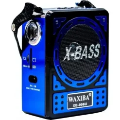 Φορητό Επαναφορτιζόμενο Mp3 Player/Radio με Ηχείο - WAXIBA XB-16U, σε μπλε χρώμα