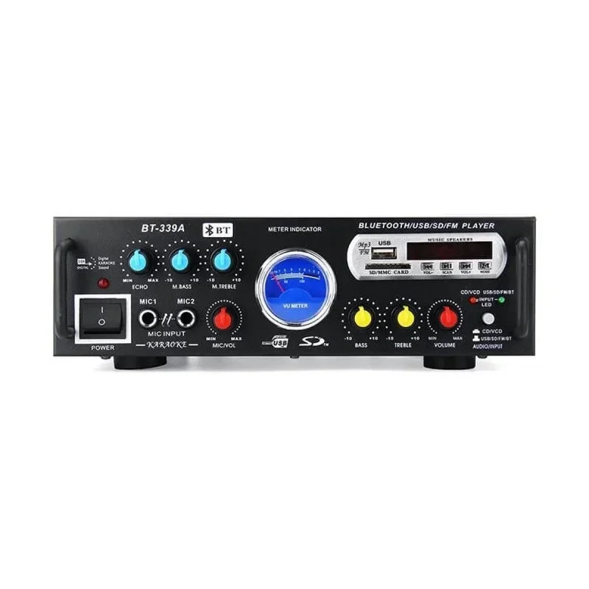 Ψηφιακό Ηχοσύστημα Καραόκε 12V-220V MP3 Player με σύνδεση Bluetooth και USB με τηλεχειριστήριο, BT-339A - Aria Trade
