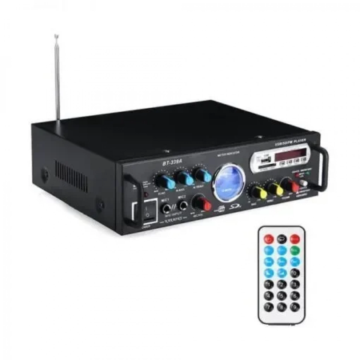 Ψηφιακό Ηχοσύστημα Καραόκε 12V-220V MP3 Player με σύνδεση Bluetooth και USB με τηλεχειριστήριο, BT-339A - Aria Trade