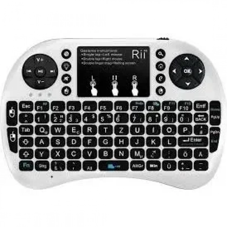 Riitek Αυθεντικό Ασύρματο Πληκτρολόγιο Original Rii i8+ Mini Bluetooth Keyboard with Touchpad RT-MWK08P λευκό