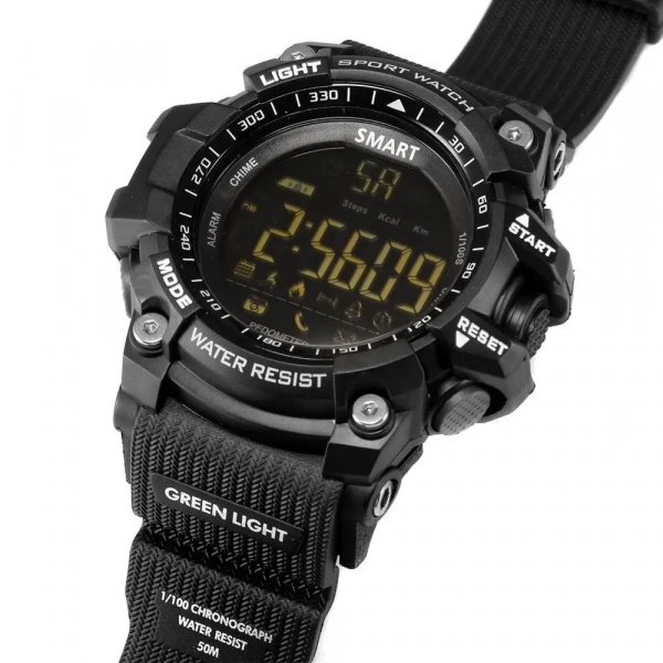 Αδιάβροχο Sport Smartwatch LCD EX16 Ρολόι Bluetooth με Βηματομετρητή + Θερμιδομετρητή, σε μαύρο χρώμα