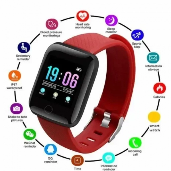 Fitness Smartwatch Activity Tracker 116 Plus, σε κόκκινο χρώμα