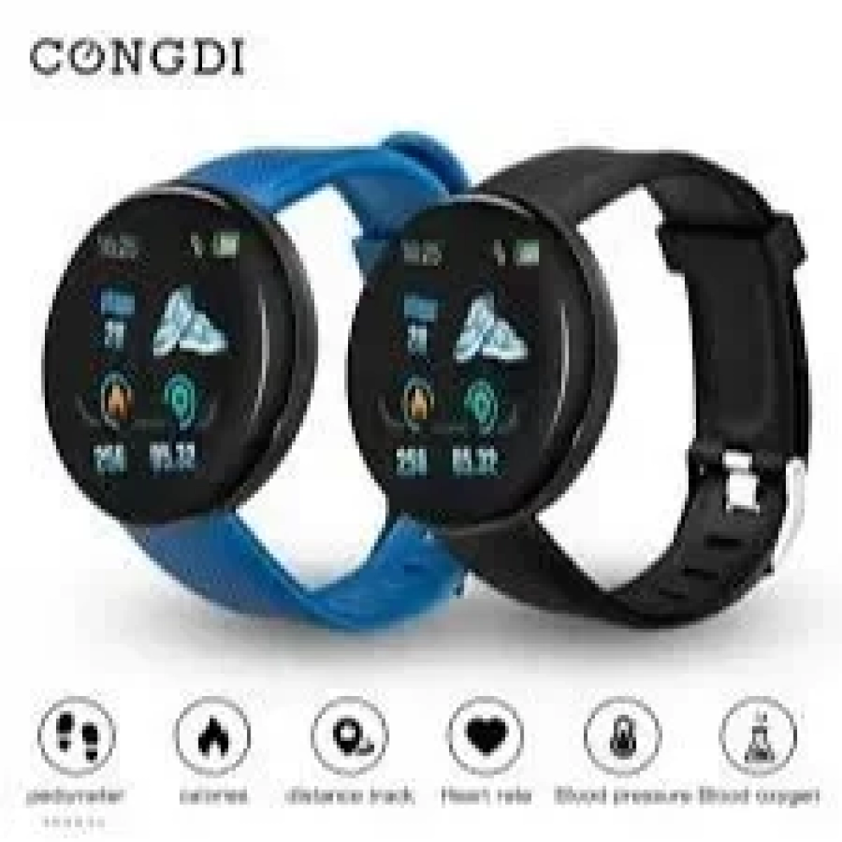 Smartwatch και Activity tracker με Heart Rate Blood Pressure D18, σε μπλε χρώμα
