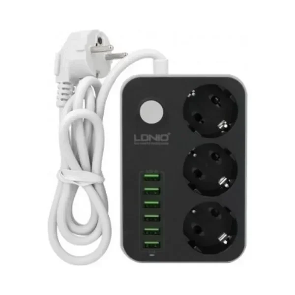 Πολύπριζο με 3 Πρίζες και 6 θύρες φόρτισης USB 3.4A Ldnio SC3631