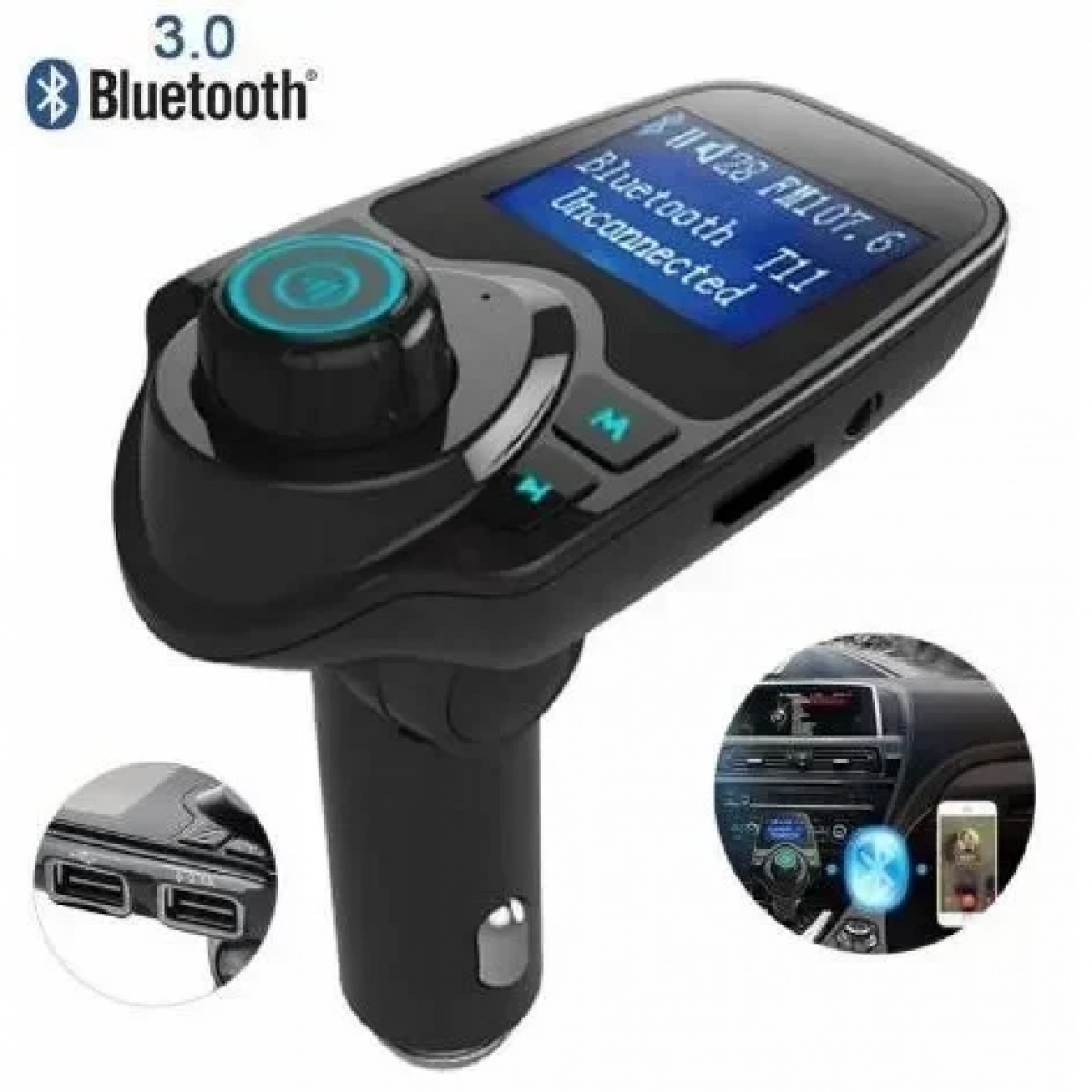 Car Fm Transmitter T11 Αυτοκινήτου USB, SD, AUX Bluetooth - Ανοιχτής Ακρόασης + Φορτιστής USB