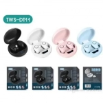Ασύρματα ακουστικά Bluetooth 5.0 με θήκη φόρτισης DT-11, σε ροζ χρώμα