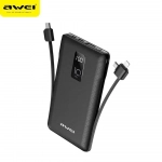 Awei P8K Adaptive Charge Power Bank 10000 mAh, σε μαύρο χρώμα