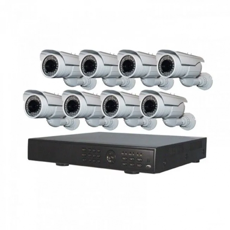 Πλήρες έγχρωμο σετ CCTV εποπτείας και καταγραφής με DVR 8 κάμερες τροφοδοτικό και καλωδιώσεις - 5008HD - OEM