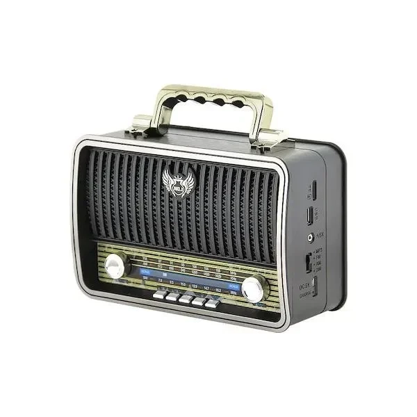 Ρετρό Ασύρματο Ηχείο bluetooth Kemai MD-1908BT, σε ασημί χρώμα