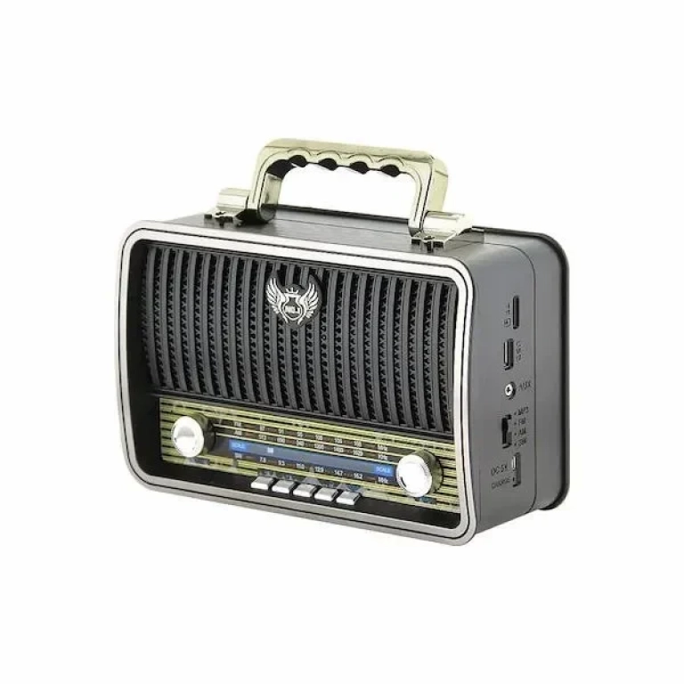 Ρετρό Ασύρματο Ηχείο bluetooth Kemai MD-1908BT, σε ασημί χρώμα