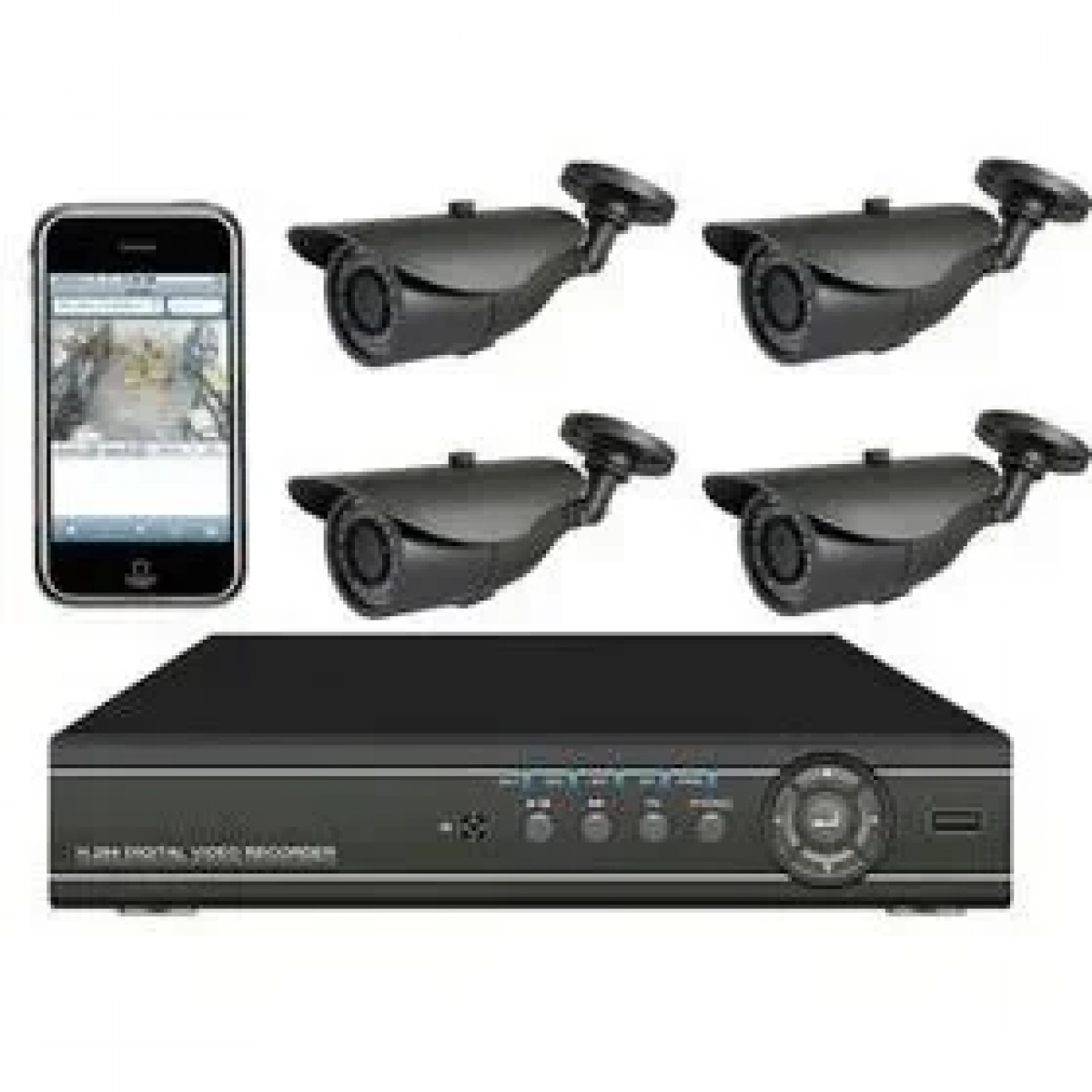 Πλήρες έγχρωμο σετ CCTV εποπτείας και καταγραφής με 4 Κάμερες