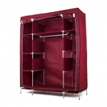 Τριπλή Υφασμάτινη Ντουλάπα Με 8 Ράφια 130x45x175cm OEM, σε κόκκινο χρώμα
