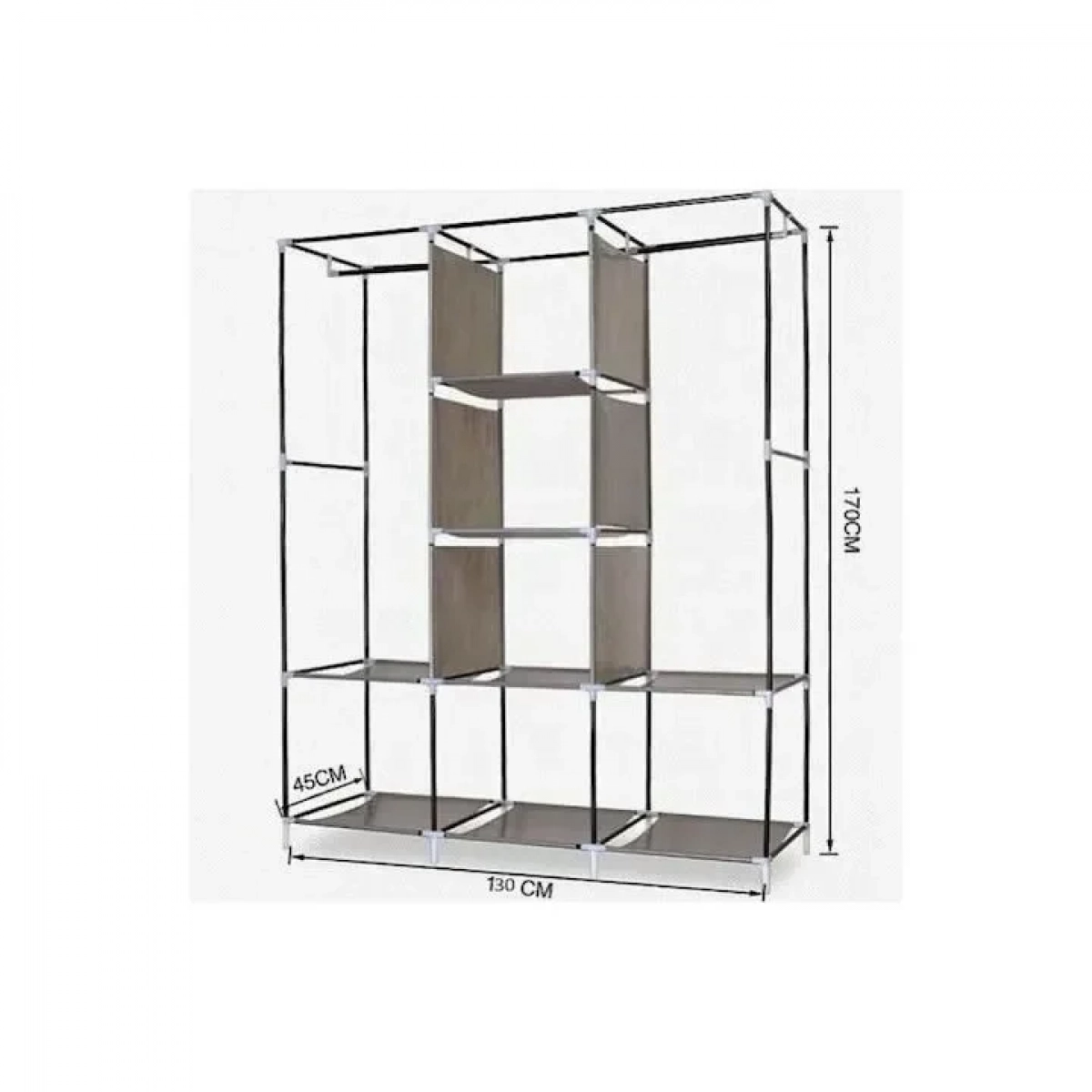 Τριπλή Υφασμάτινη Ντουλάπα Με 8 Ράφια 130x45x175cm OEM, σε κόκκινο χρώμα