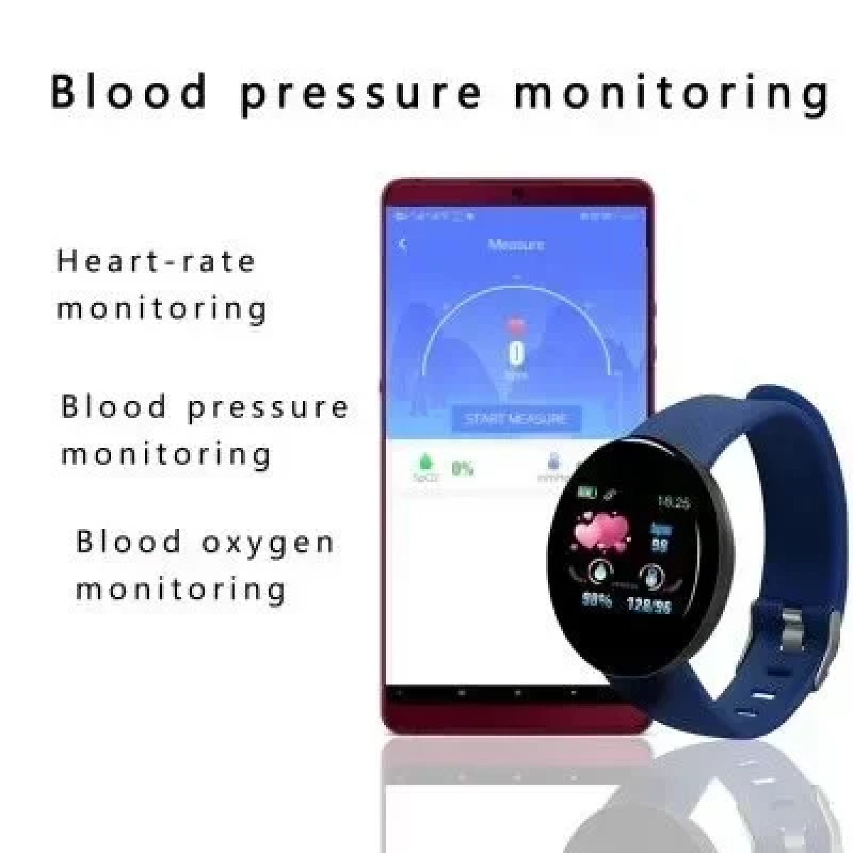 Smartwatch και Activity tracker με Heart Rate Blood Pressure D18, σε μπλε χρώμα