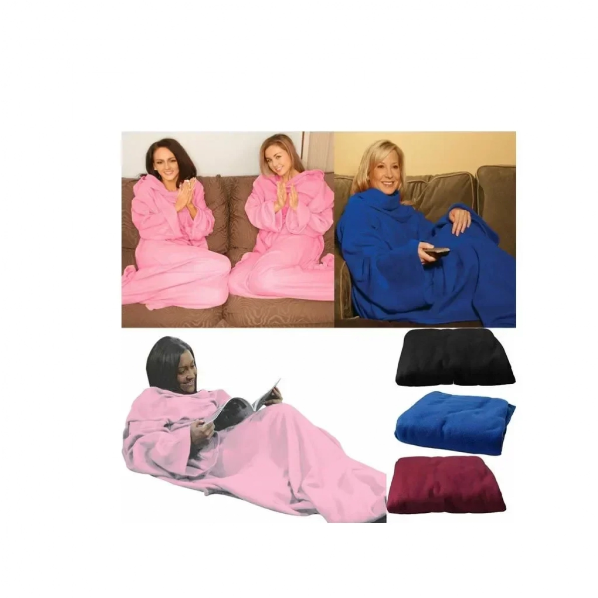 Κουβέρτα Με Μανίκια Fleece Snuggle Super Soft, σε ροζ χρώμα