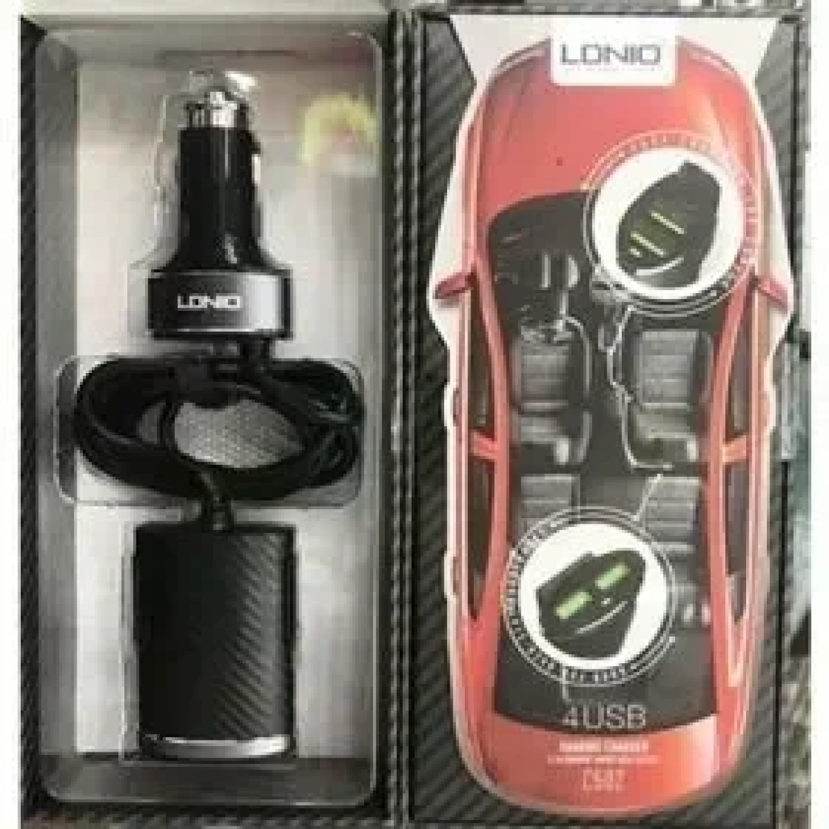Φορτιστής Αυτοκινήτου LDNIO C502 με 4 Θύρες USB & Καλώδιο Επέκτασης