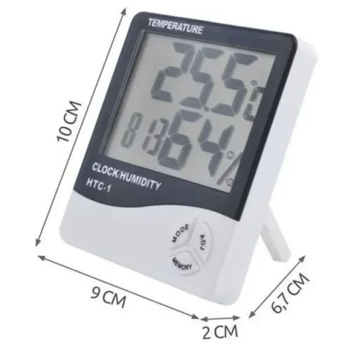 Ρολόι Ξυπνητήρι Θερμόμετρο και Μετρητής Υγρασίας 3 σε 1 με μεγάλη οθόνη και λειτουργία μνήμης, HTC-1