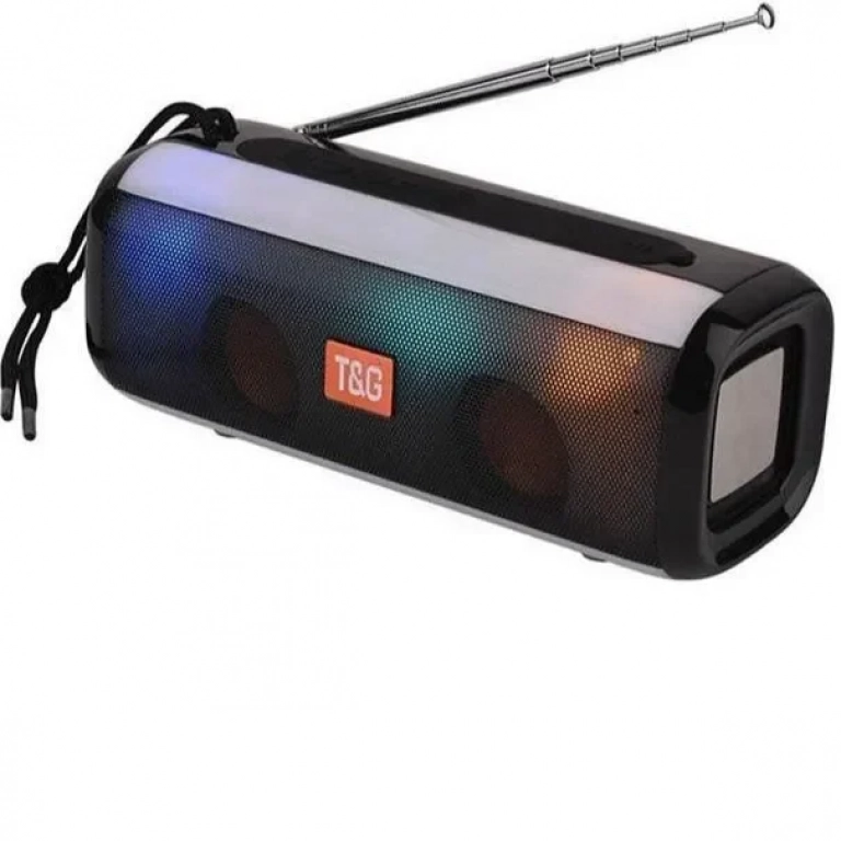 Φορητό Ασύρματο Ηχείο Bluetooth με LED Φωτισμό & FM Ραδιόφωνο - T&G TG-144T, σε μαύρο χρώμα